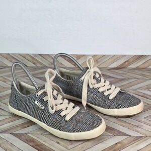 Taos Womens 7.5 Star Sneakers Plaid Canvas Casual Comfort Low Lace Up READ
